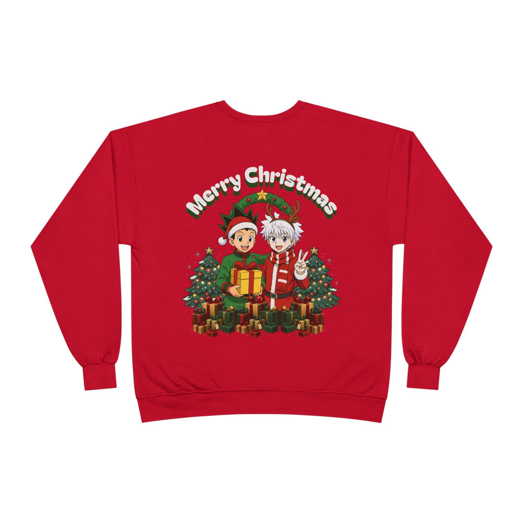 Merry Christmas Anime Crewneck Sweatshirt — 'Hunter' Front Logo & Festive Back Design