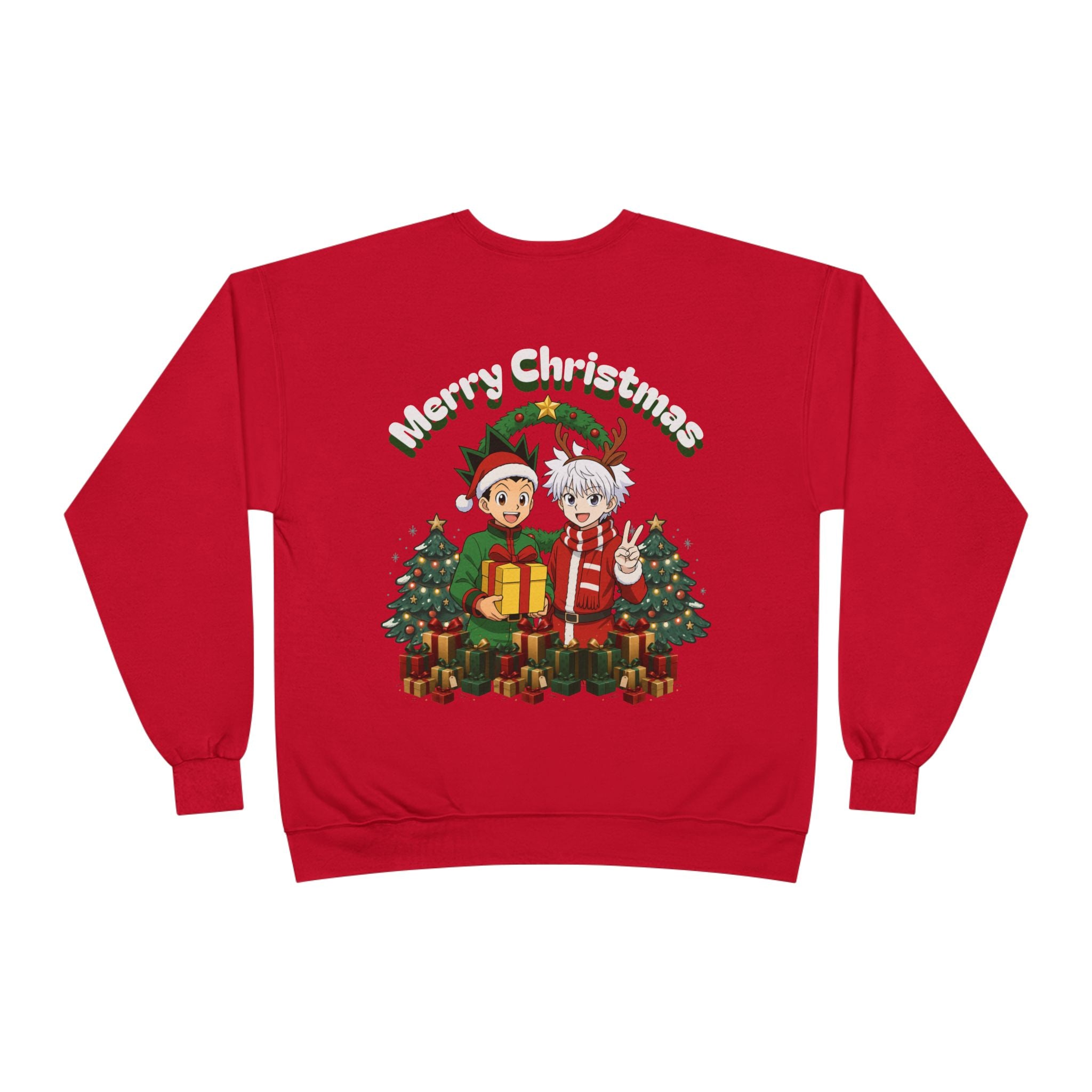 Merry Christmas Anime Crewneck Sweatshirt — 'Hunter' Front Logo & Festive Back Design