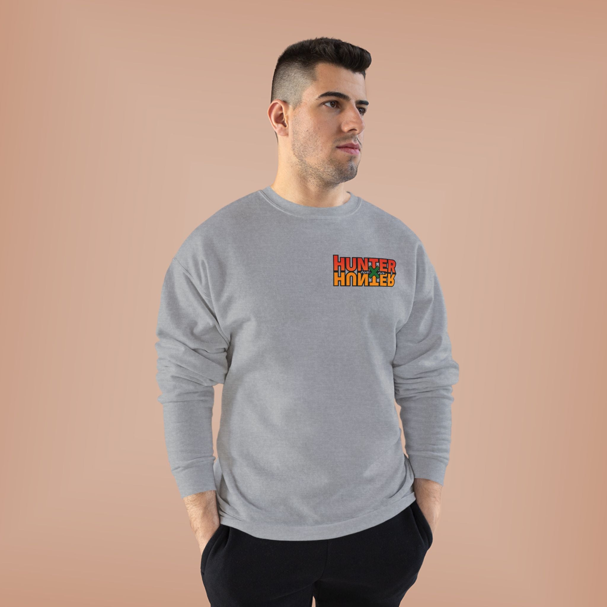 Merry Christmas Anime Crewneck Sweatshirt — 'Hunter' Front Logo & Festive Back Design