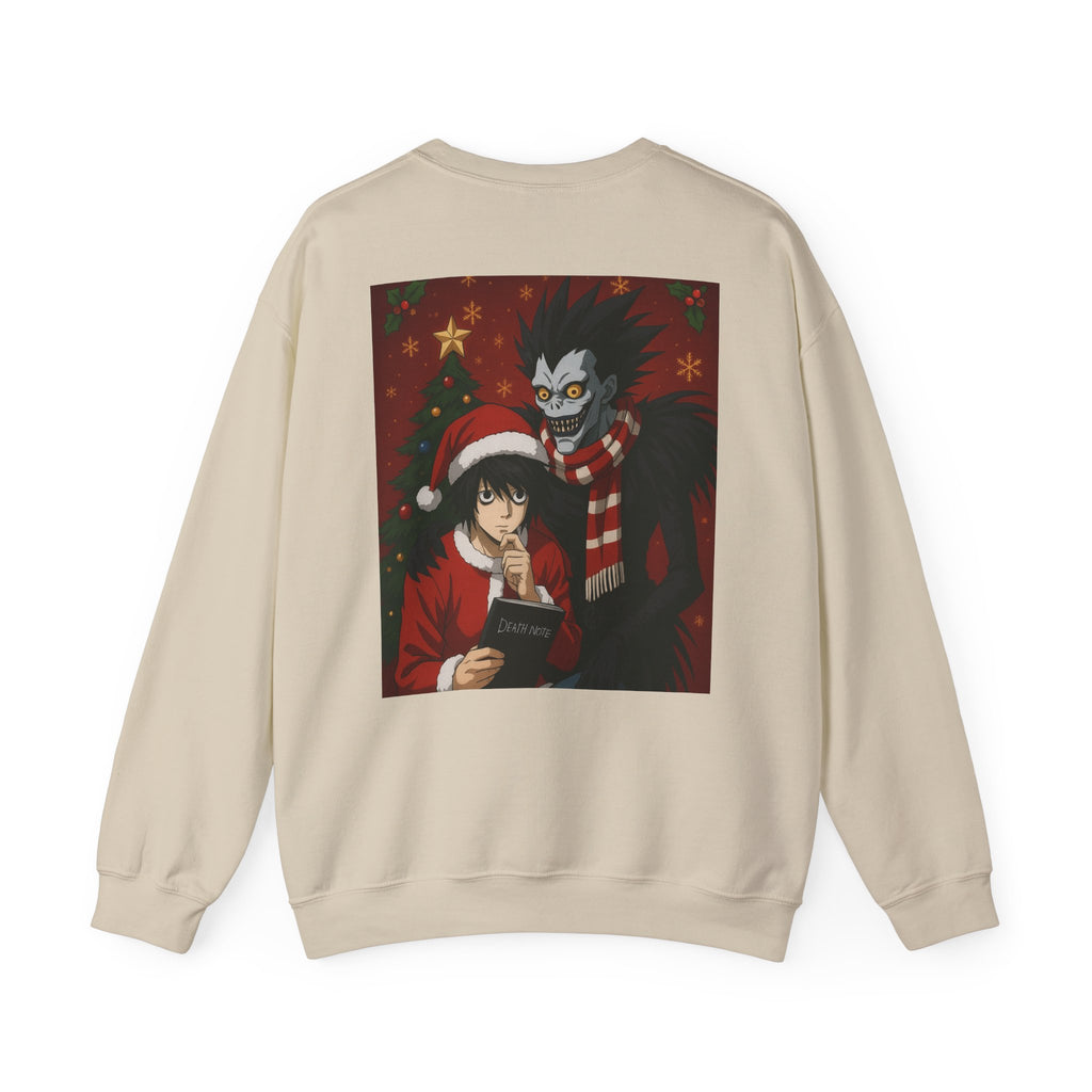 Death Note Christmas Crewneck Sweatshirt — L & Ryuk Holiday Graphic