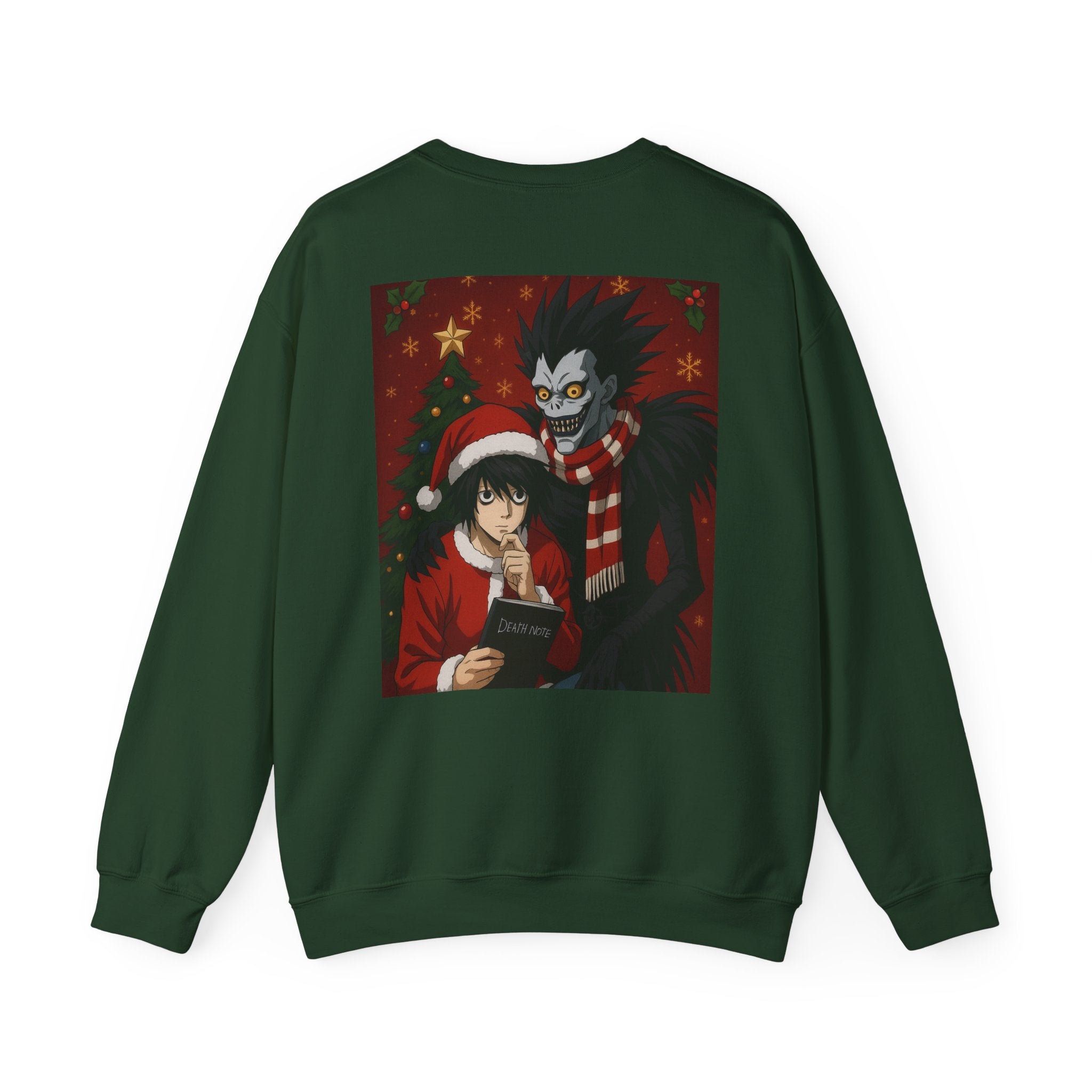 Death Note Christmas Crewneck Sweatshirt — L & Ryuk Holiday Graphic