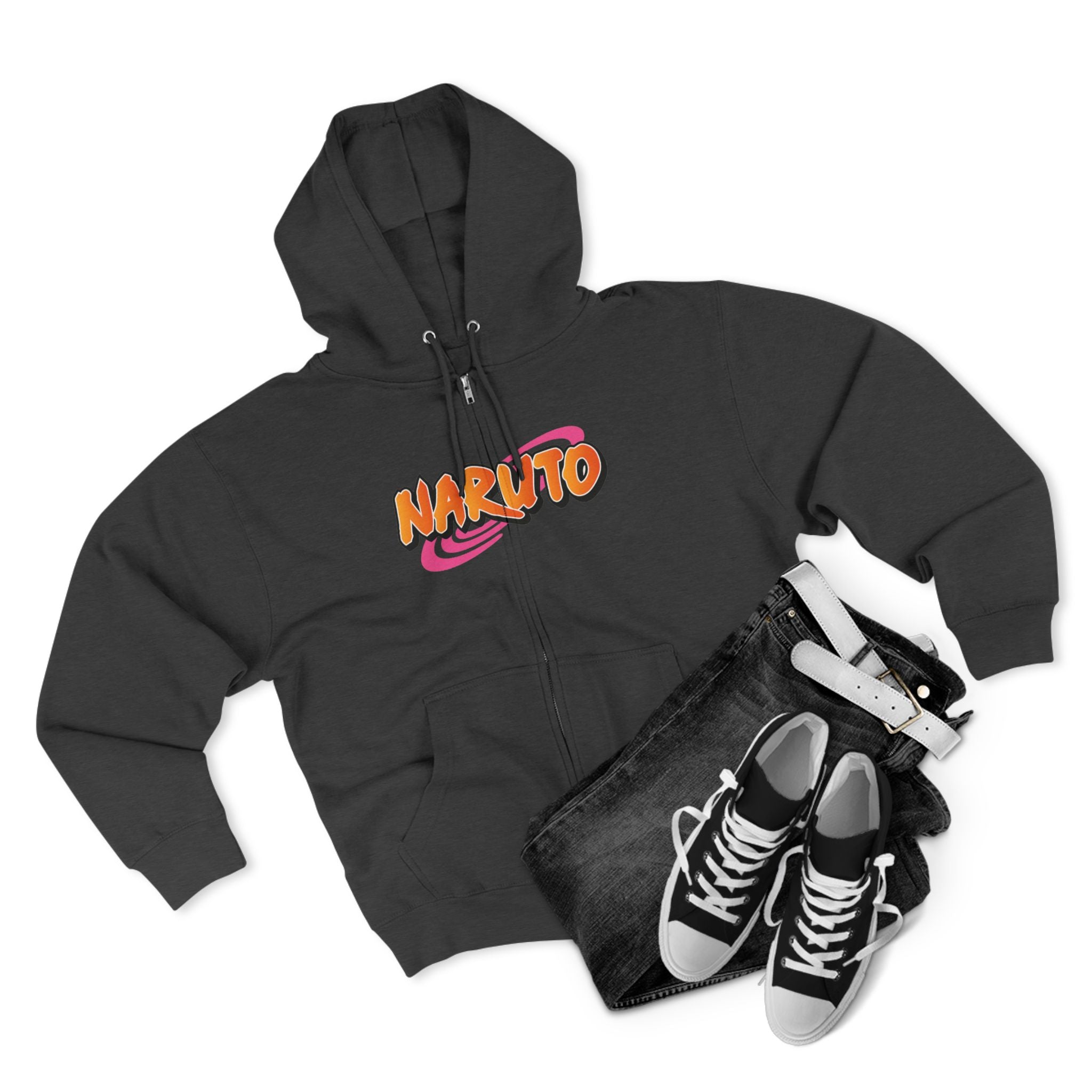 Naruto Zip Hoodie – Naruto, Sasuke & Gaara Anime Graphic Zip-Up