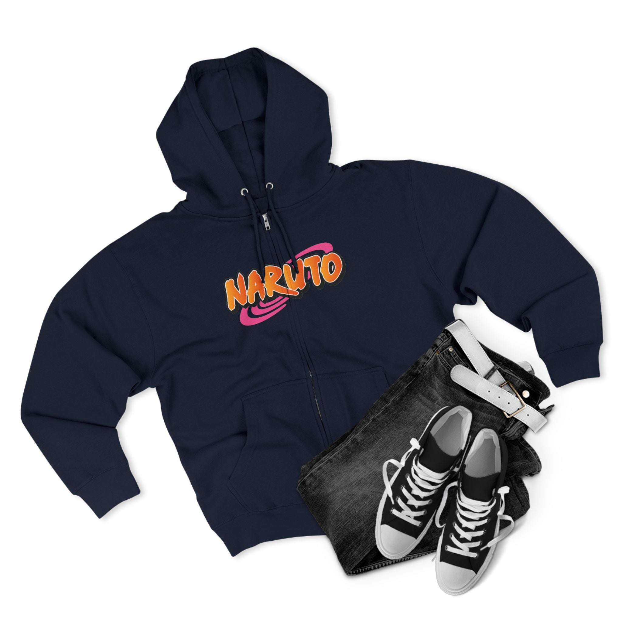 Naruto Zip Hoodie – Naruto, Sasuke & Gaara Anime Graphic Zip-Up