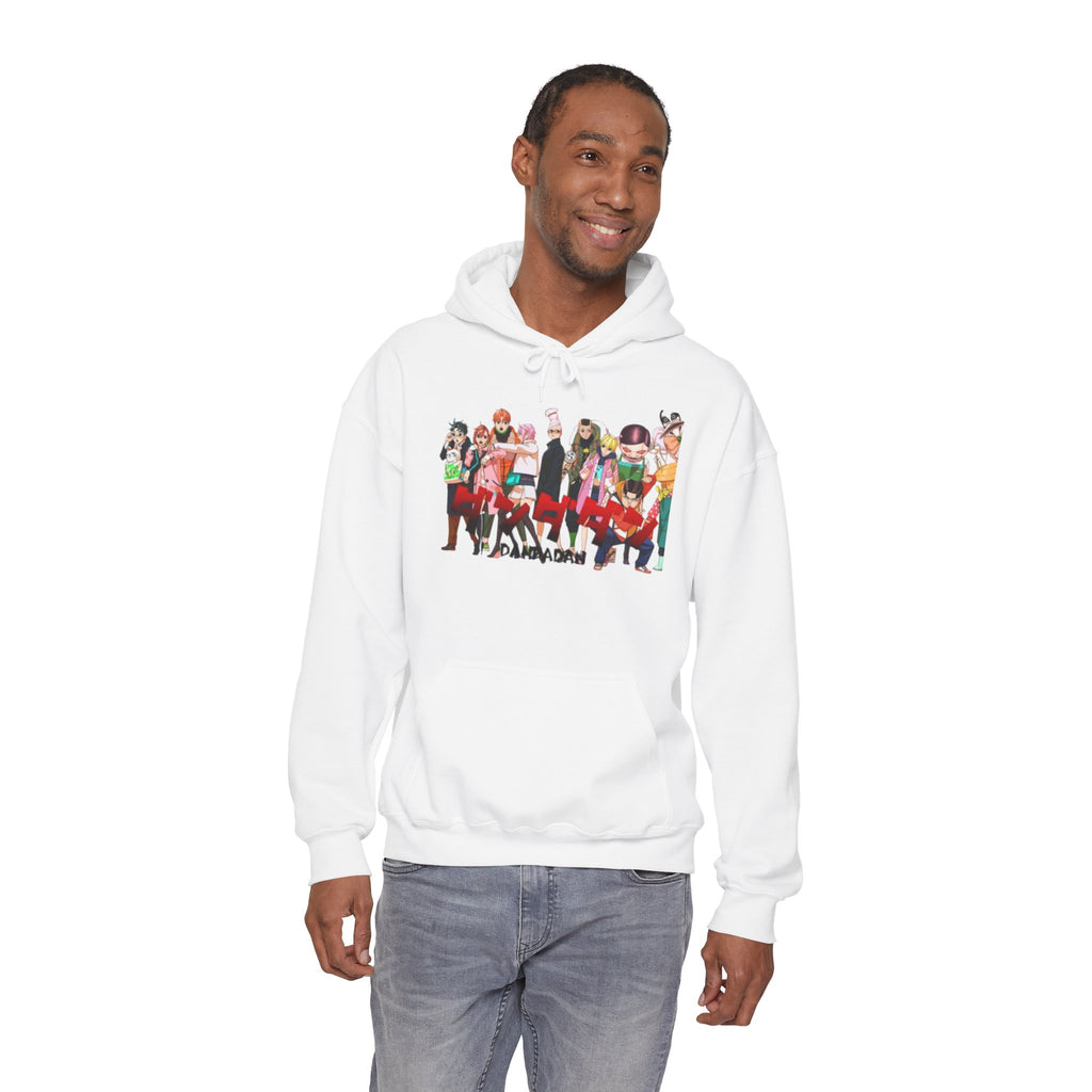 Anime Crew Graphic Hoodie — Colorful "Dandadan" Character Group Print