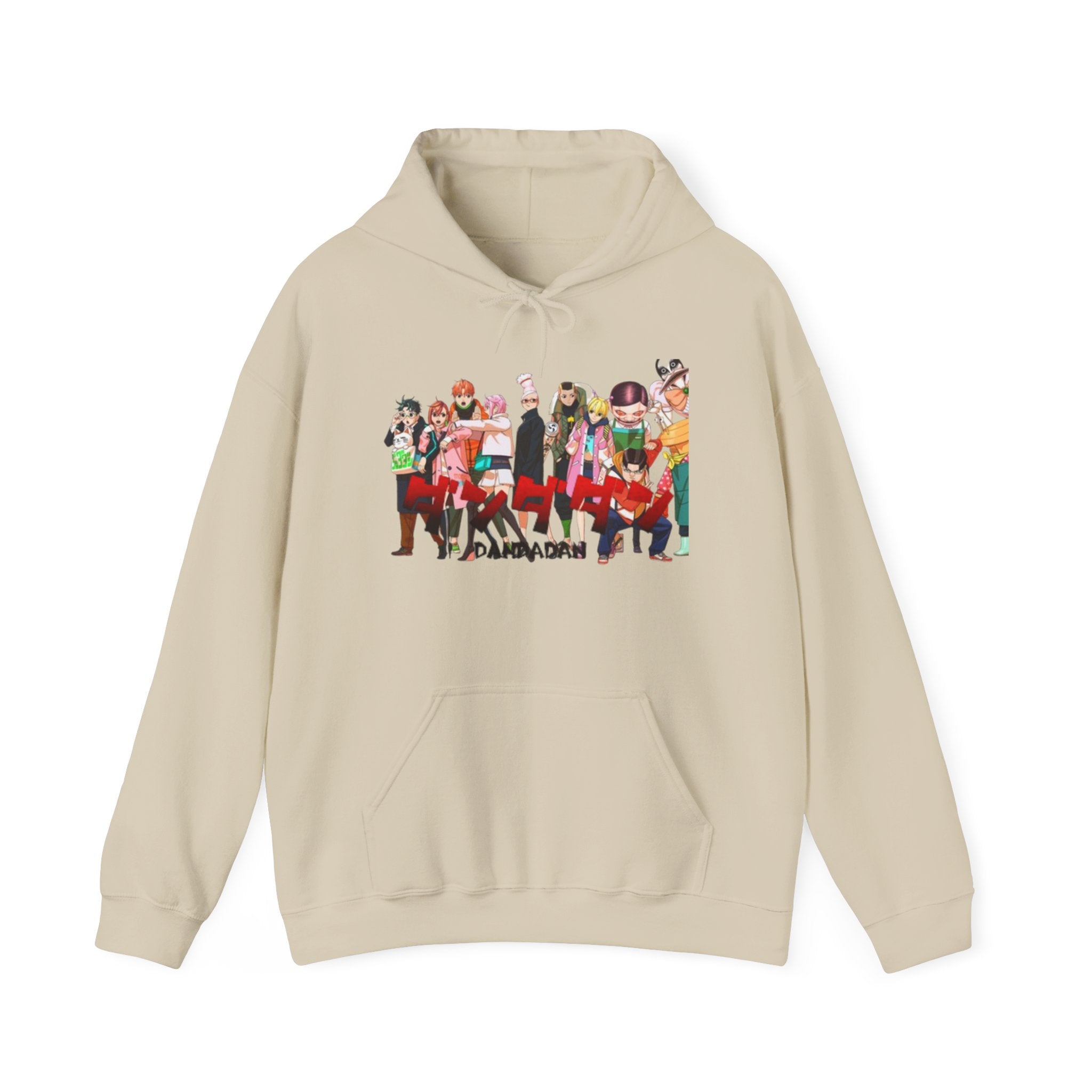 Anime Crew Graphic Hoodie — Colorful "Dandadan" Character Group Print