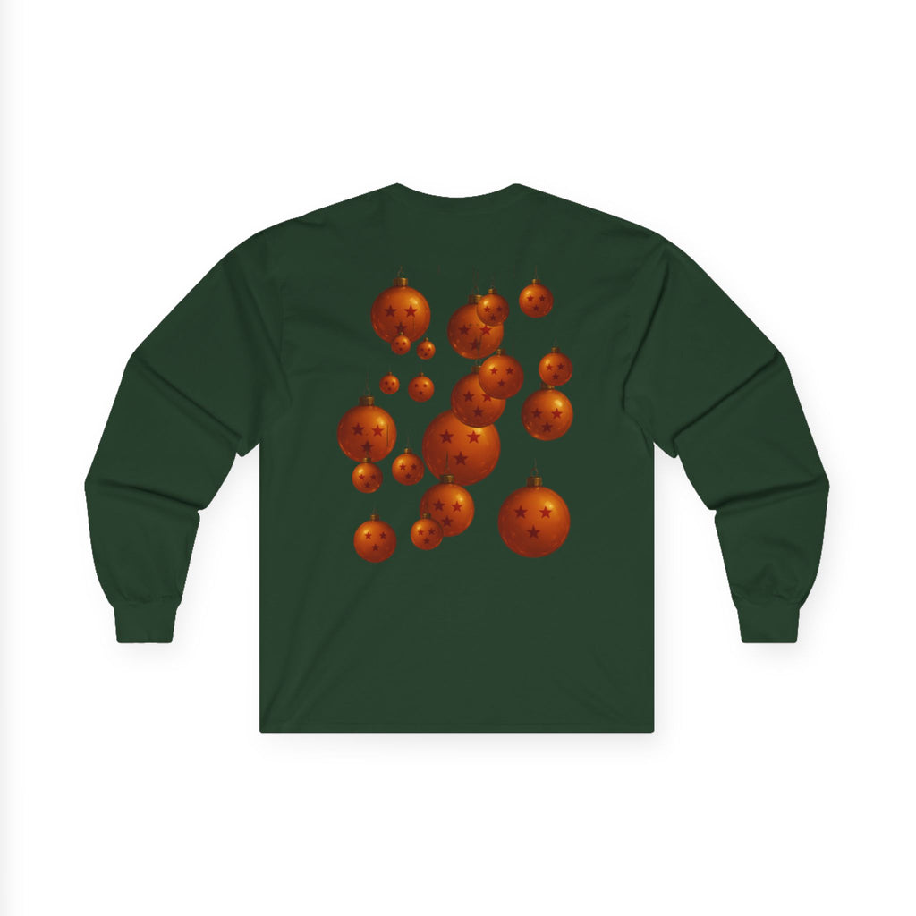 Long Sleeve Tee — Festive Dragon Ball Christmas Design ("State Your Wish, I Shall Grant It!")
