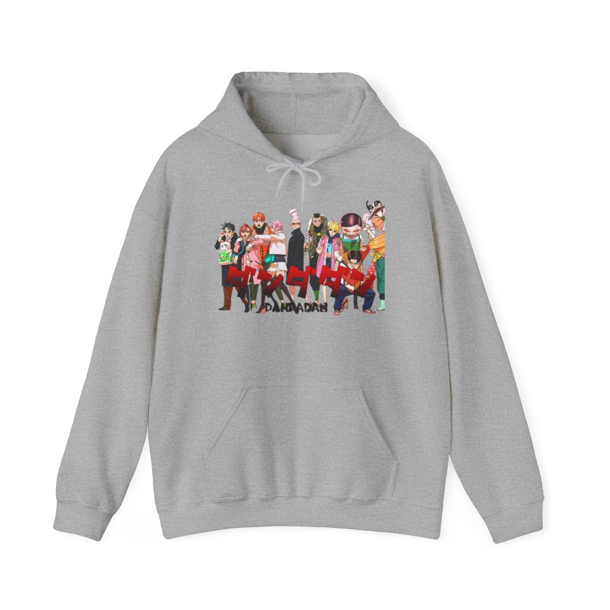 Anime Crew Graphic Hoodie — Colorful "Dandadan" Character Group Print