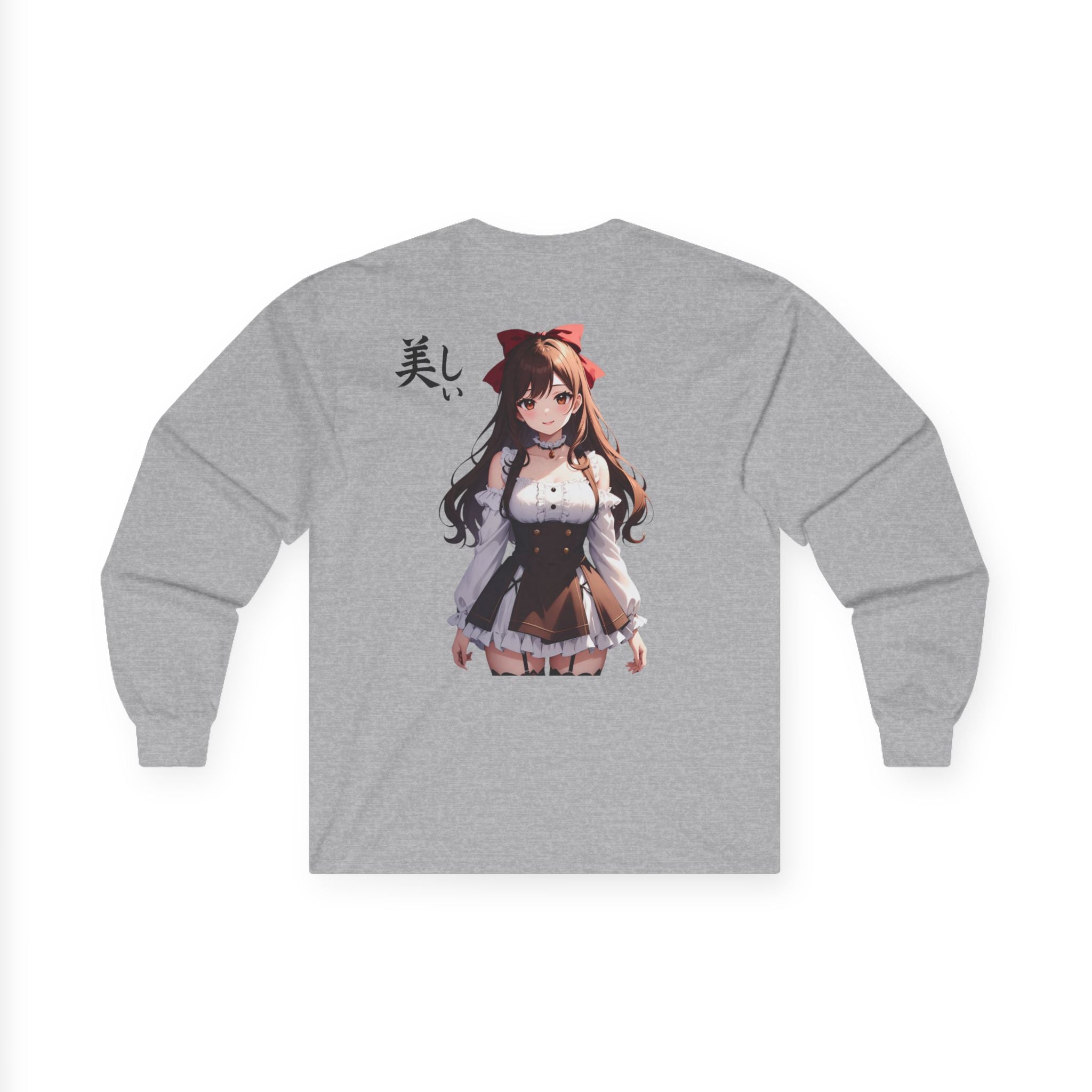 Anime "美しい" Long Sleeve Tee — Cute Kawaii Girl Graphic