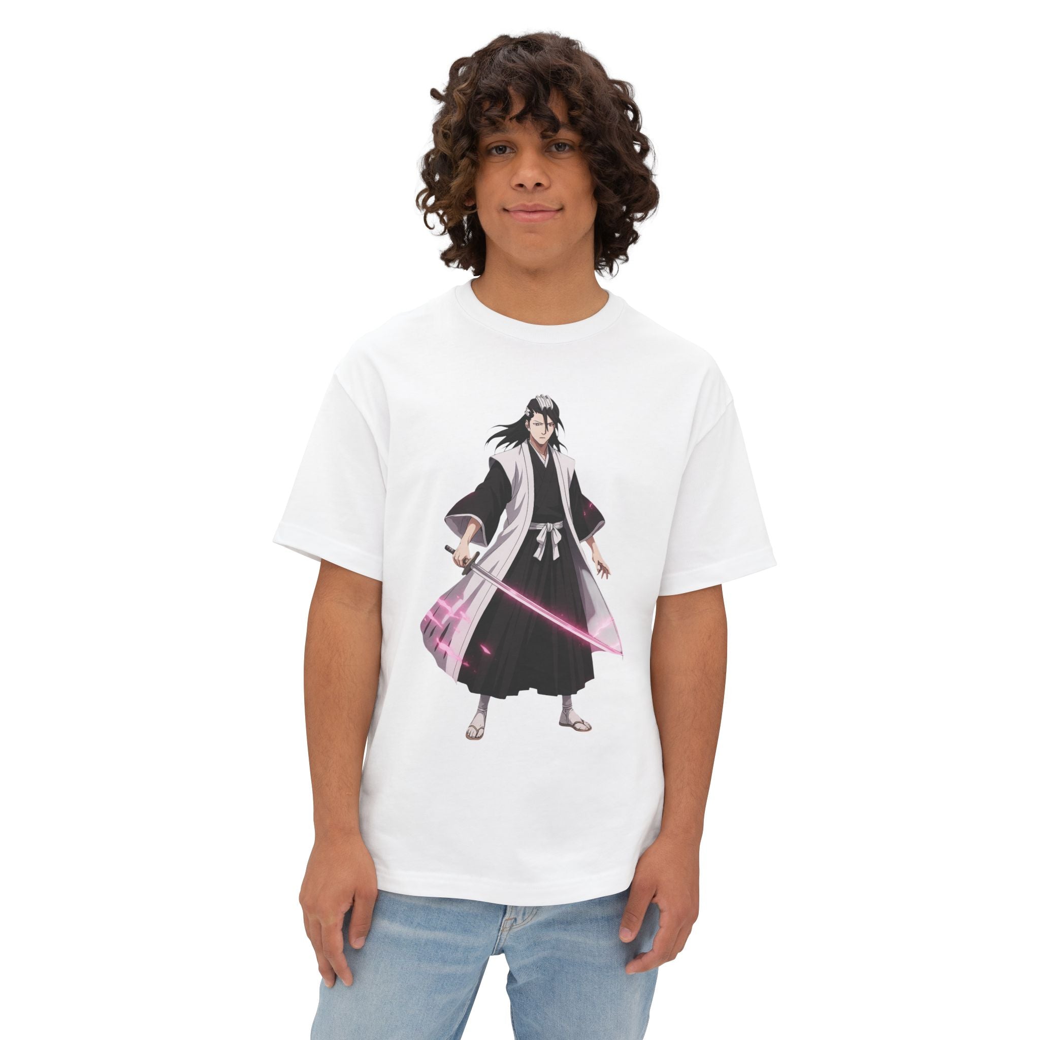 Anime-Inspired Unisex Oversized Boxy Tee with Samurai Design