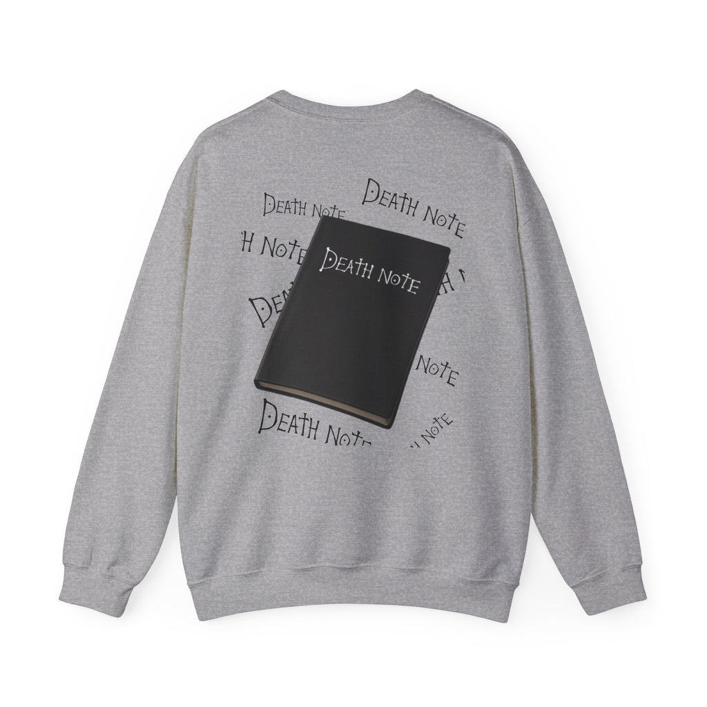 Crewneck Sweatshirt — Death Note Graphic Sweatshirt with Notebook Back Print
