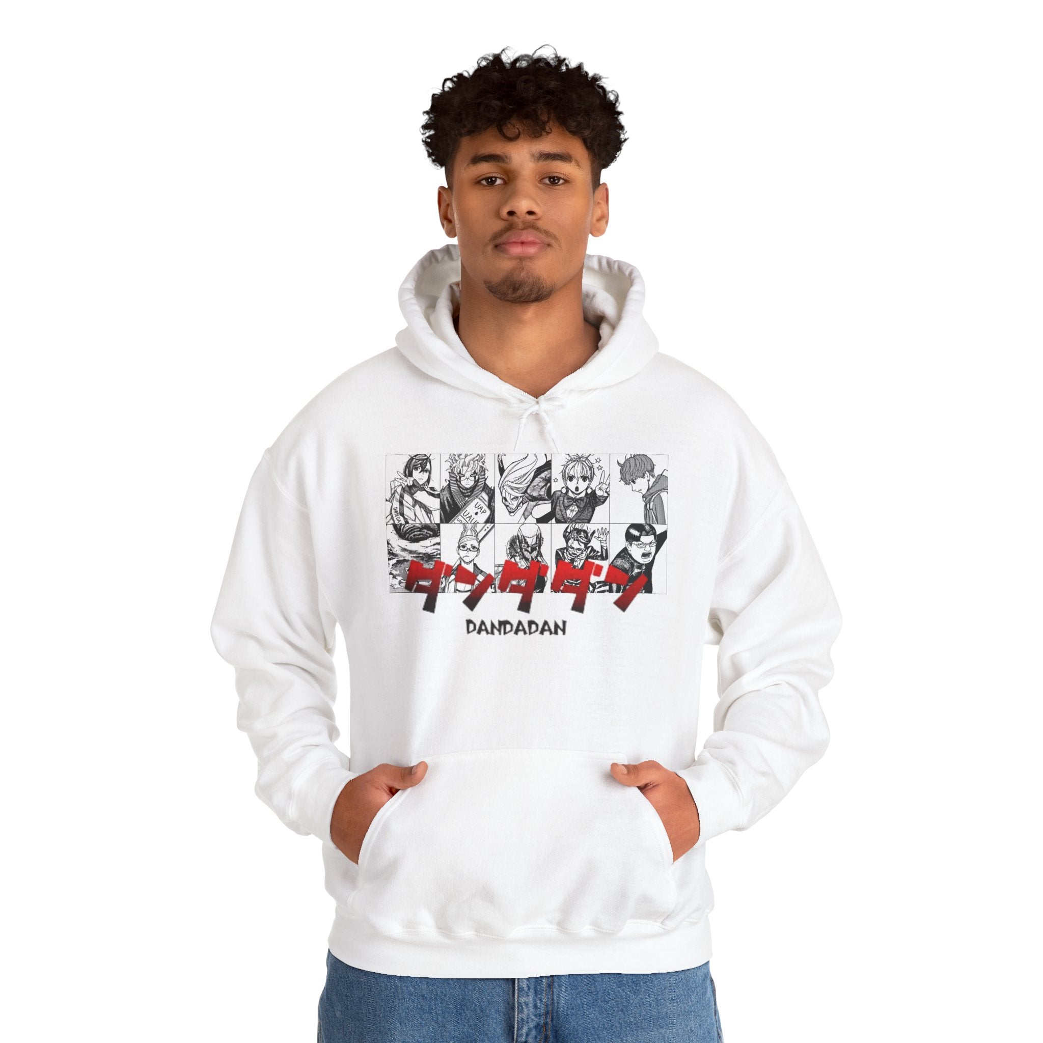 Anime Character Collage Hoodie — 'DANDADAN' Graphic Pullover