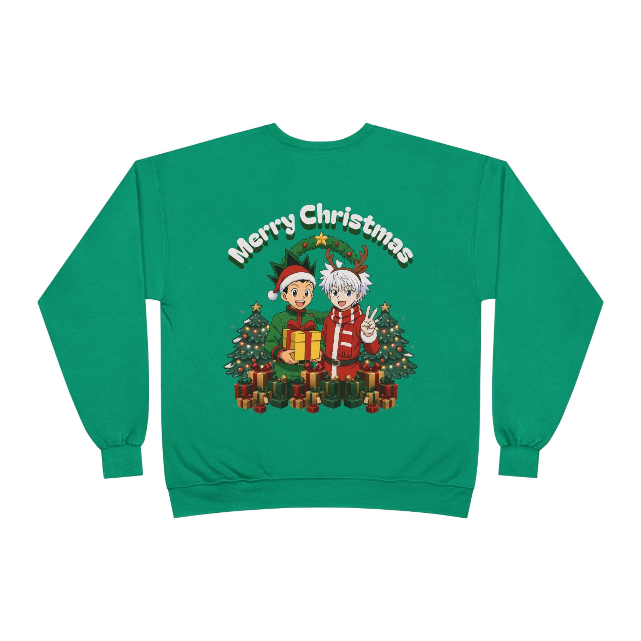 Merry Christmas Anime Crewneck Sweatshirt — 'Hunter' Front Logo & Festive Back Design