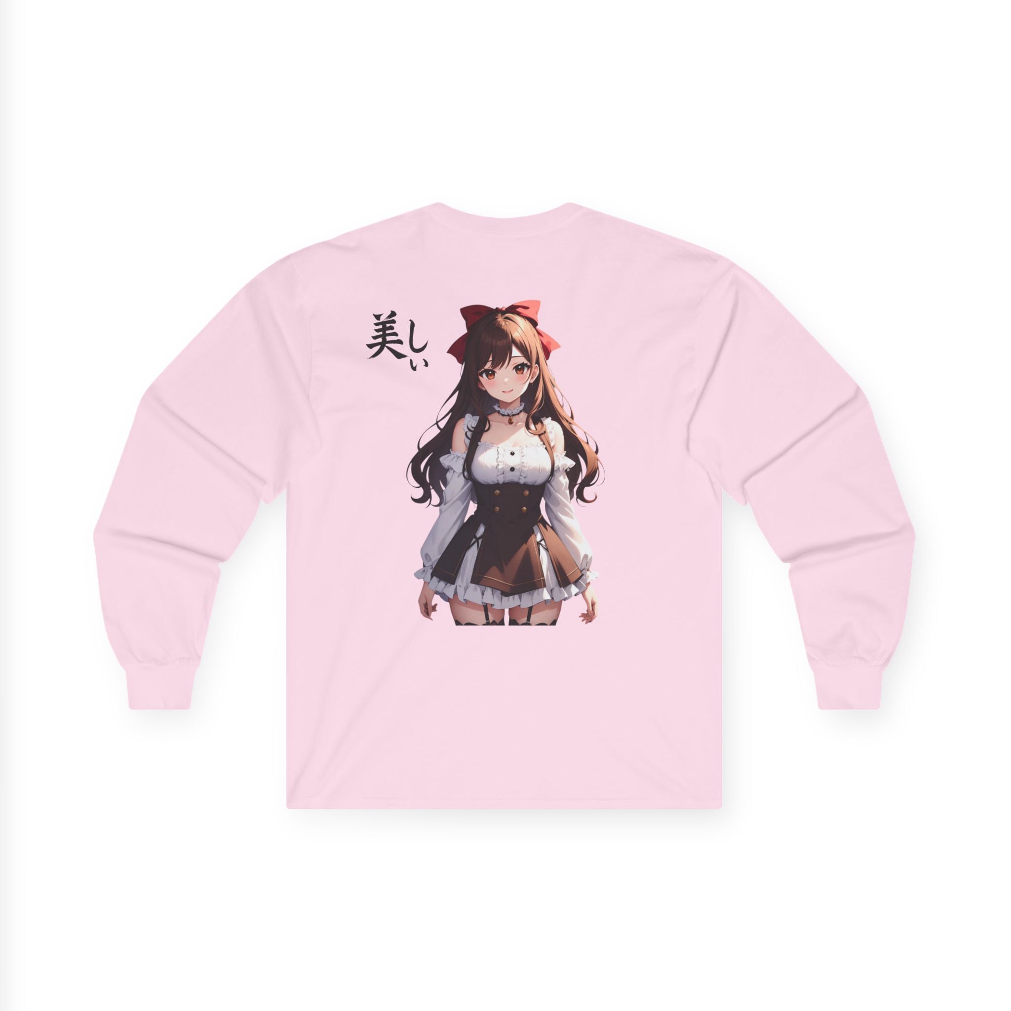 Anime "美しい" Long Sleeve Tee — Cute Kawaii Girl Graphic