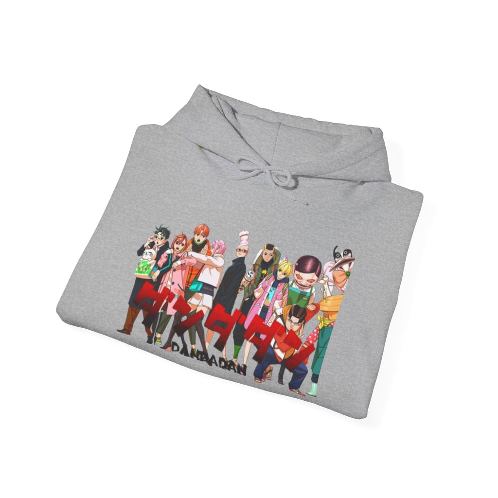 Anime Crew Graphic Hoodie — Colorful "Dandadan" Character Group Print