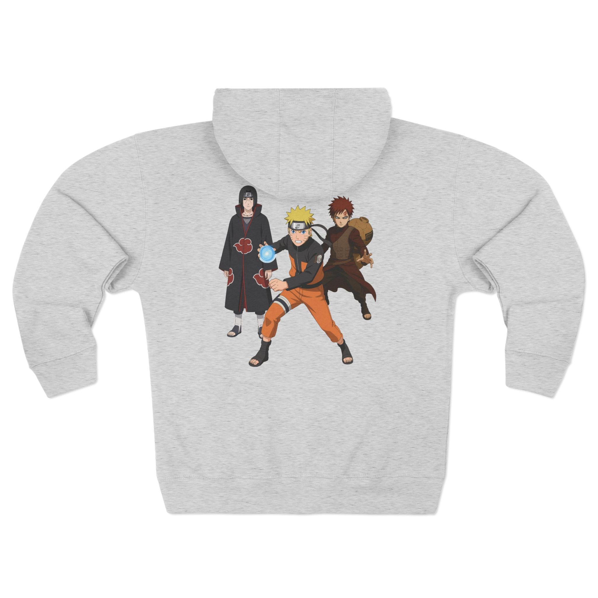 Naruto Zip Hoodie – Naruto, Sasuke & Gaara Anime Graphic Zip-Up