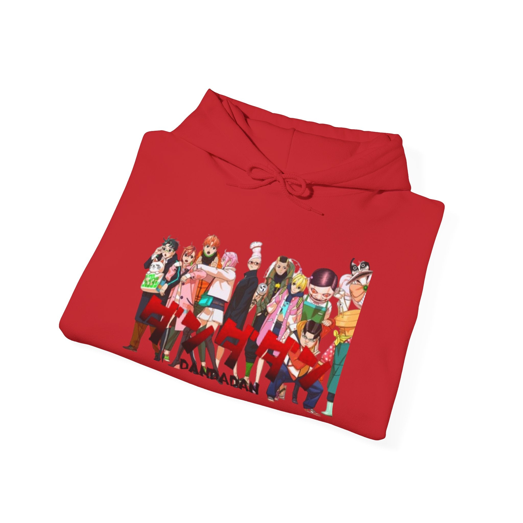 Anime Crew Graphic Hoodie — Colorful "Dandadan" Character Group Print