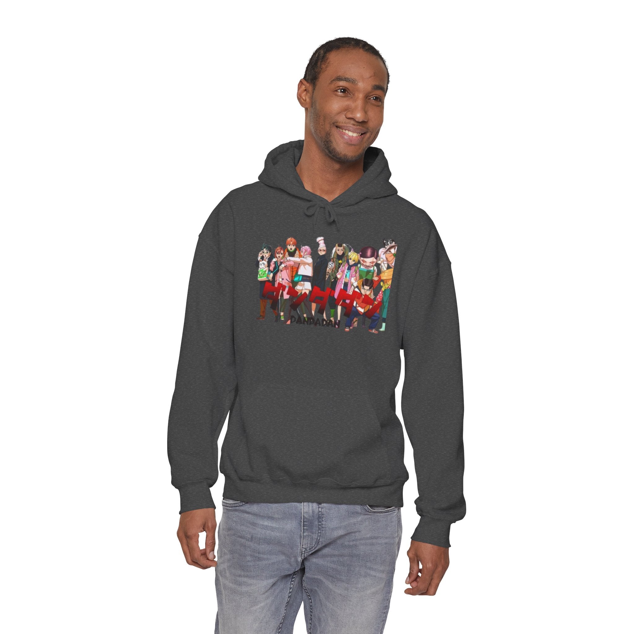 Anime Crew Graphic Hoodie — Colorful "Dandadan" Character Group Print
