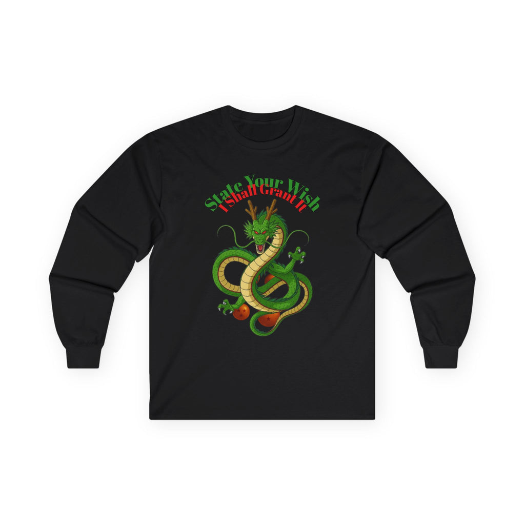 Long Sleeve Tee — Festive Dragon Ball Christmas Design ("State Your Wish, I Shall Grant It!")