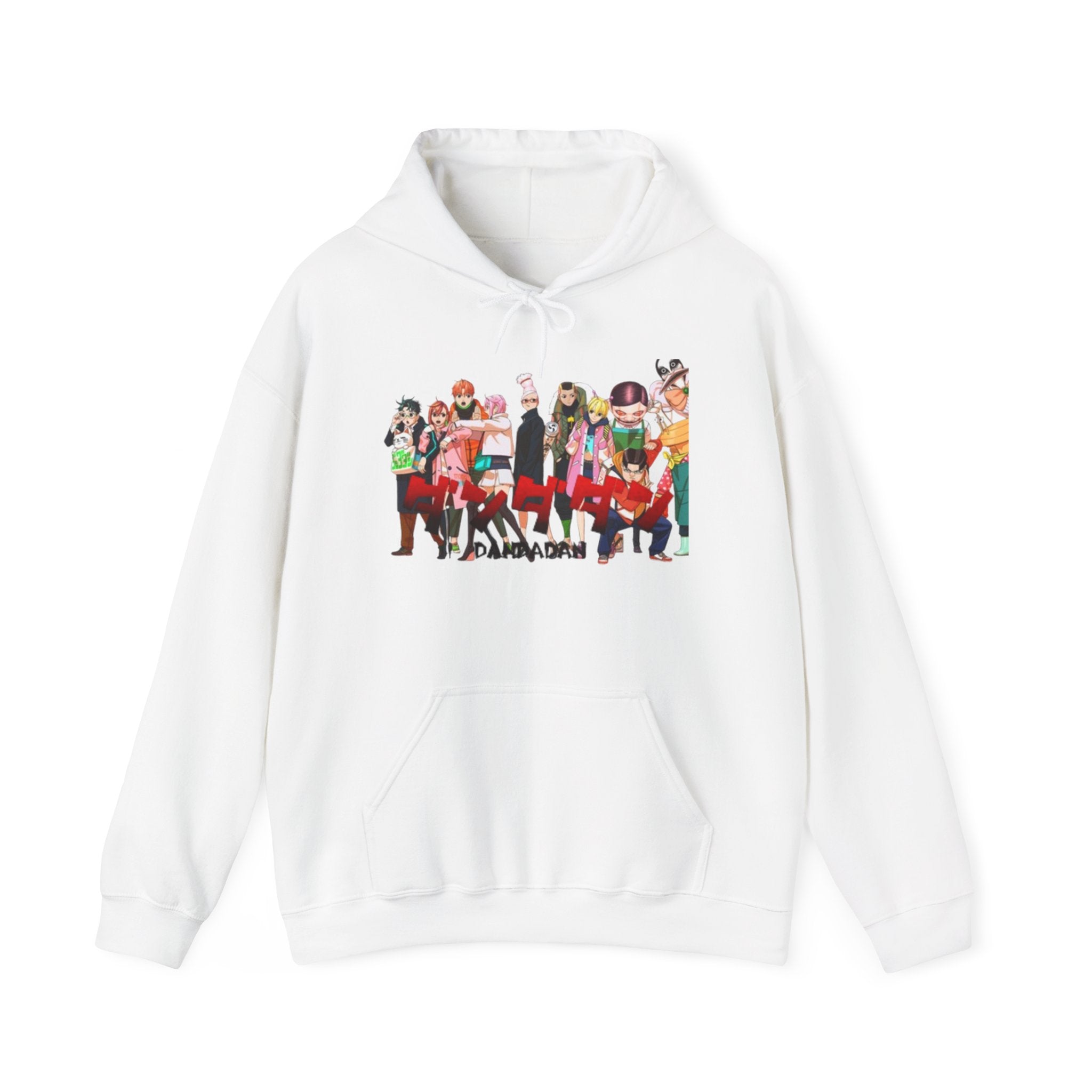 Anime Crew Graphic Hoodie — Colorful "Dandadan" Character Group Print
