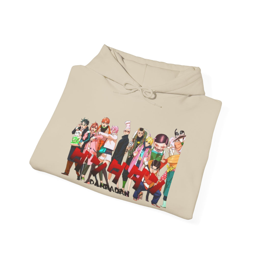 Anime Crew Graphic Hoodie — Colorful "Dandadan" Character Group Print