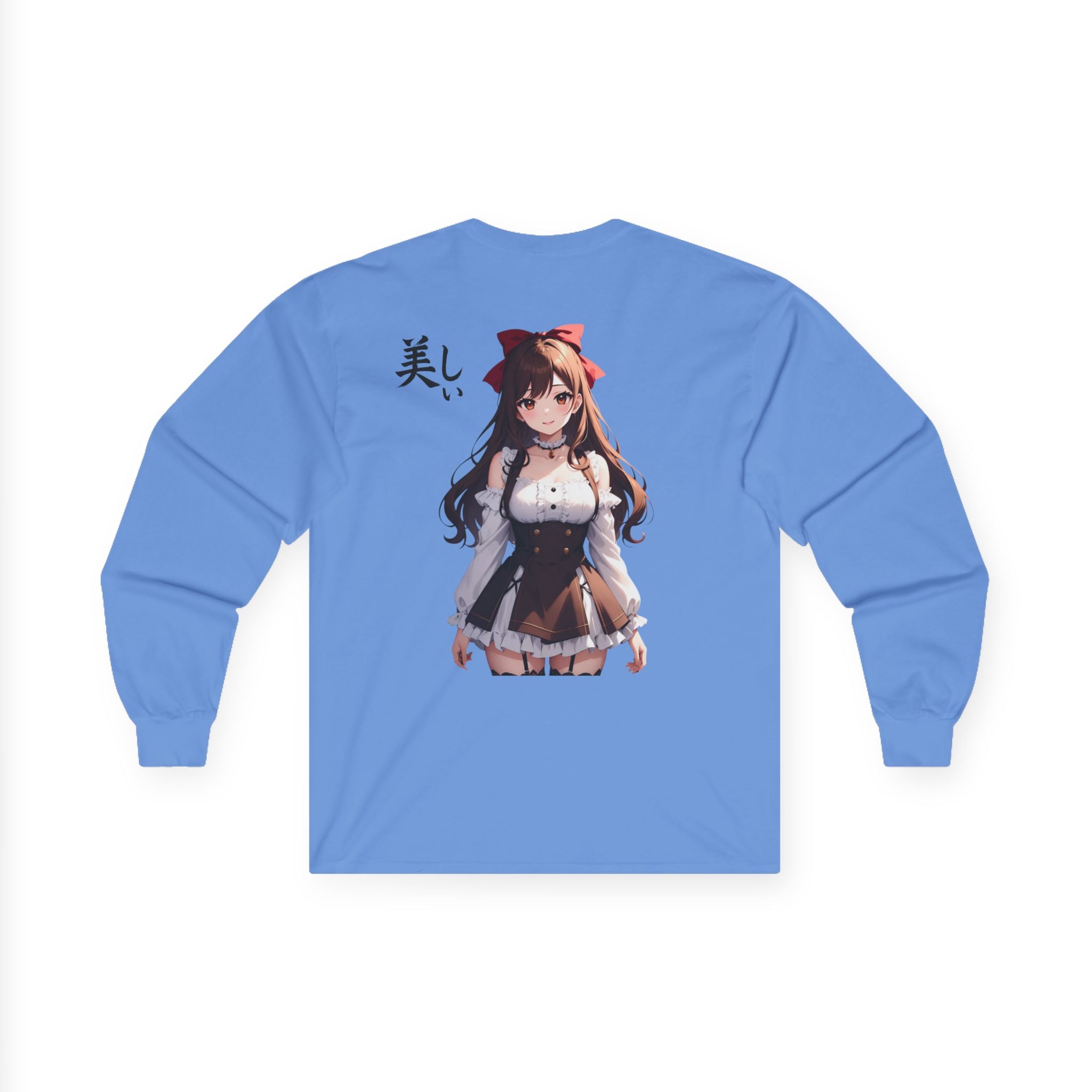 Anime "美しい" Long Sleeve Tee — Cute Kawaii Girl Graphic