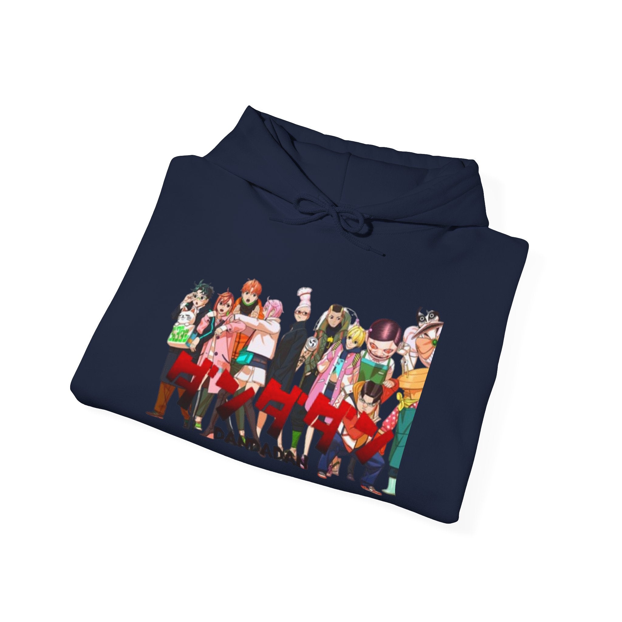 Anime Crew Graphic Hoodie — Colorful "Dandadan" Character Group Print