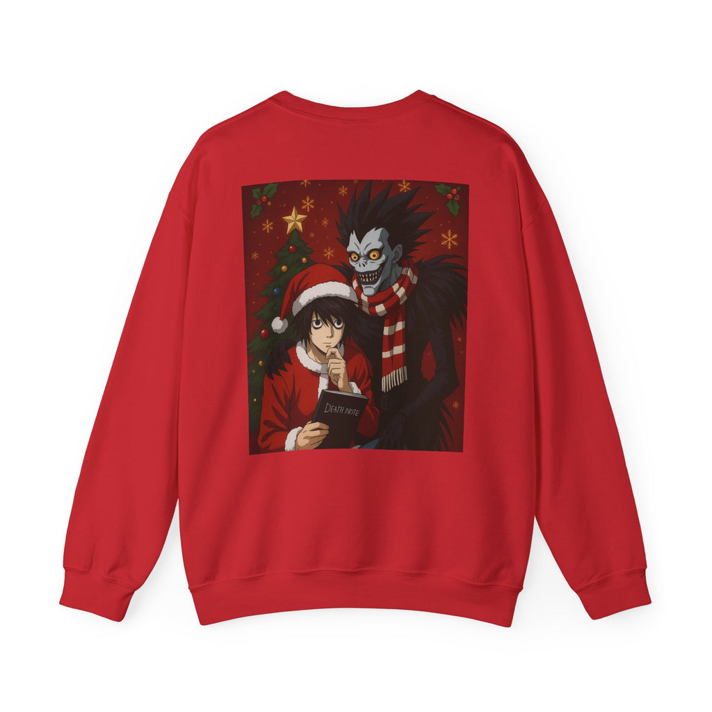 Death Note Christmas Crewneck Sweatshirt — L & Ryuk Holiday Graphic