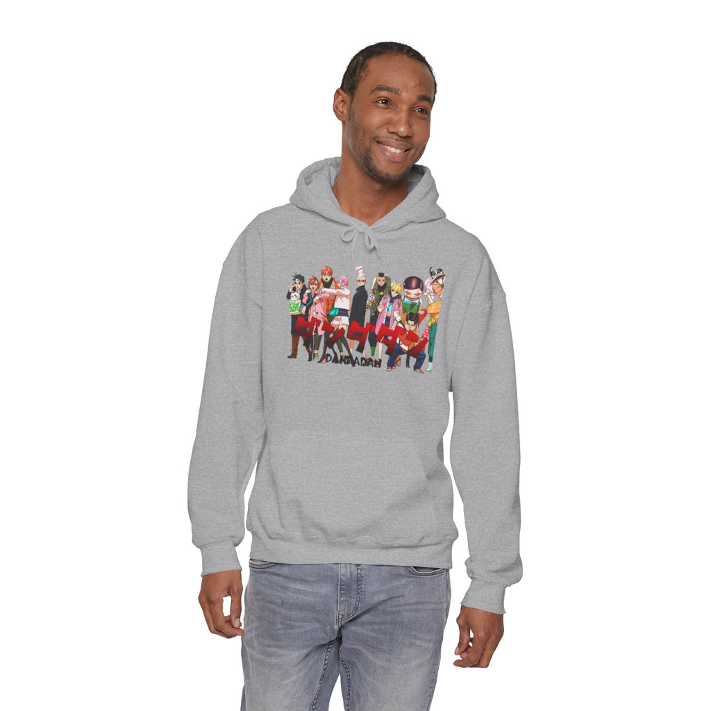 Anime Crew Graphic Hoodie — Colorful "Dandadan" Character Group Print