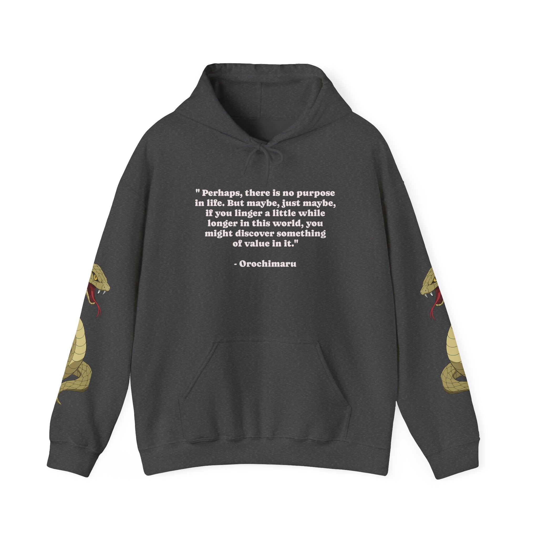 Naruto Hoodie with Orochimaru Quote & Snake Sleeve Graphics