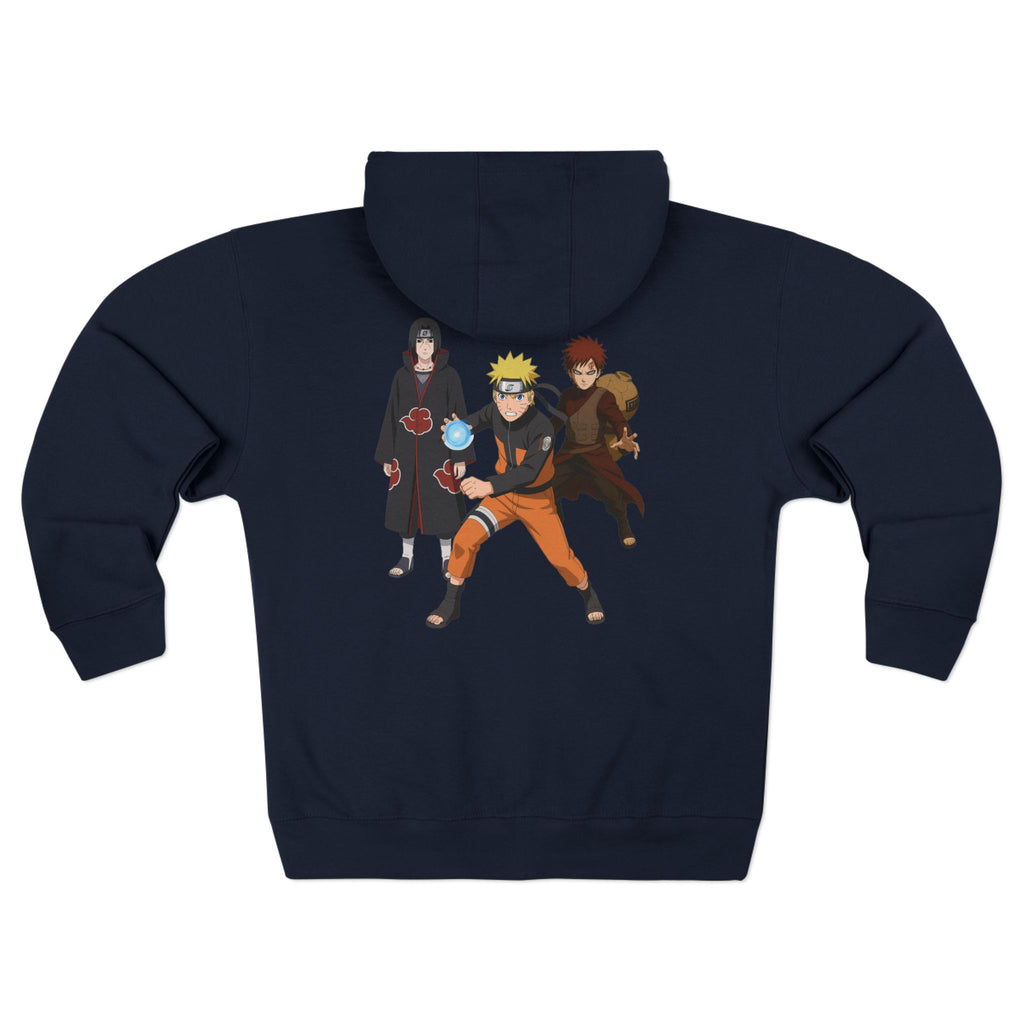 Naruto Zip Hoodie – Naruto, Sasuke & Gaara Anime Graphic Zip-Up