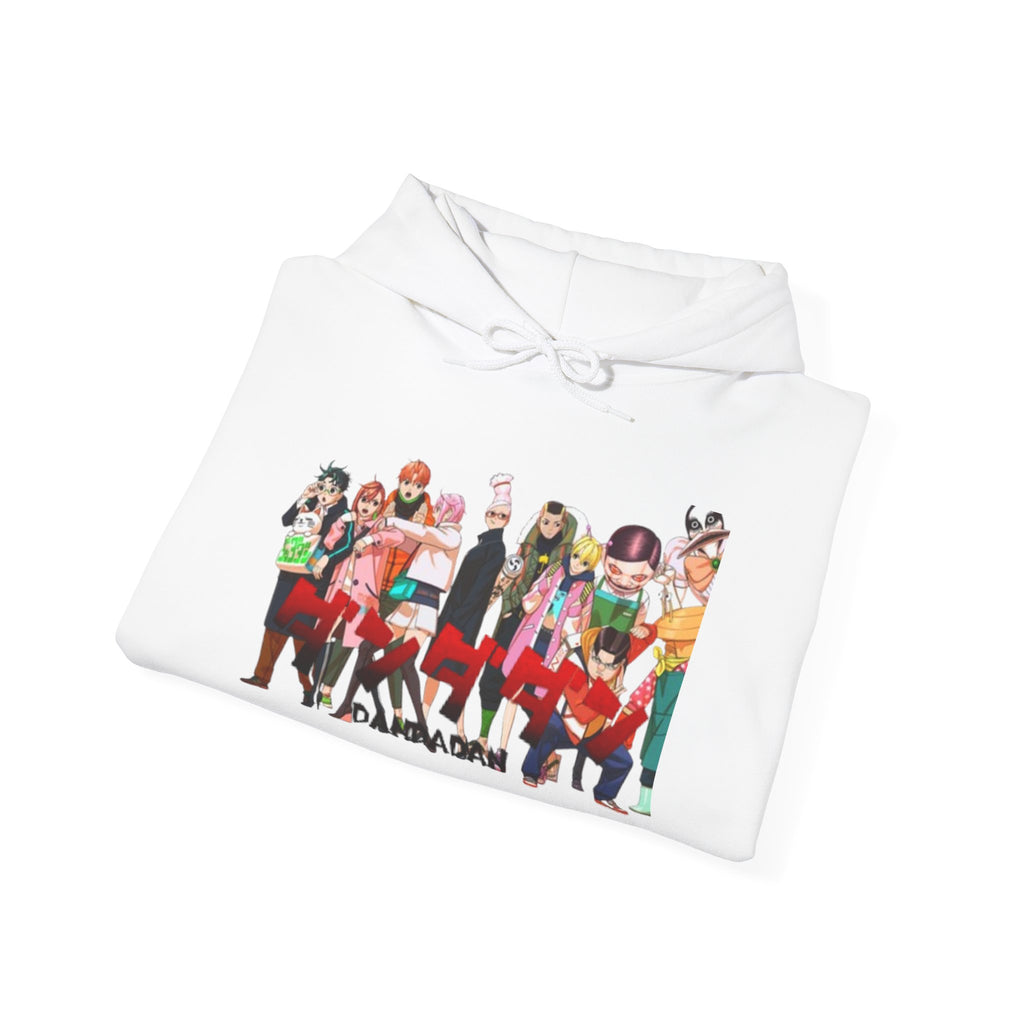 Anime Crew Graphic Hoodie — Colorful "Dandadan" Character Group Print