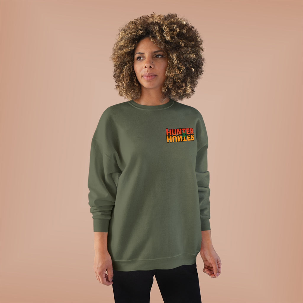 Merry Christmas Anime Crewneck Sweatshirt — 'Hunter' Front Logo & Festive Back Design