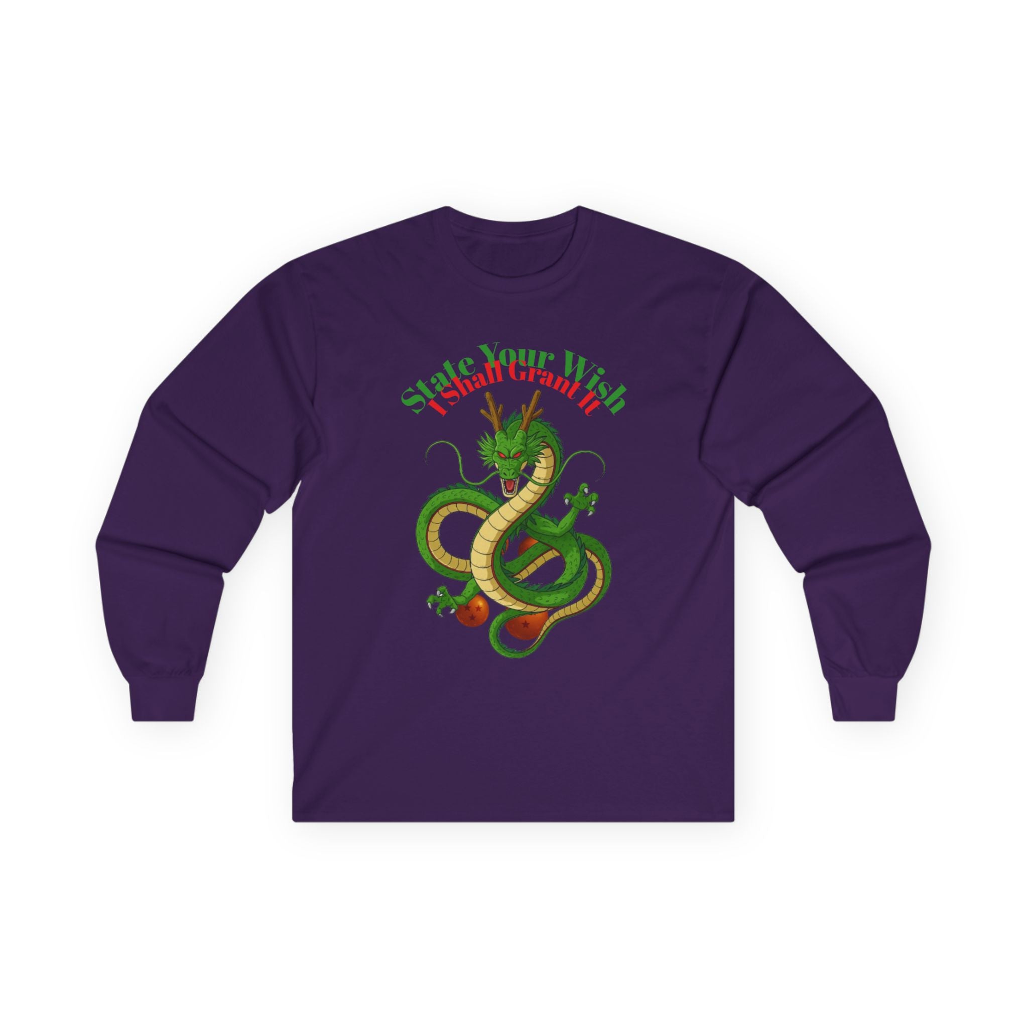 Long Sleeve Tee — Festive Dragon Ball Christmas Design ("State Your Wish, I Shall Grant It!")
