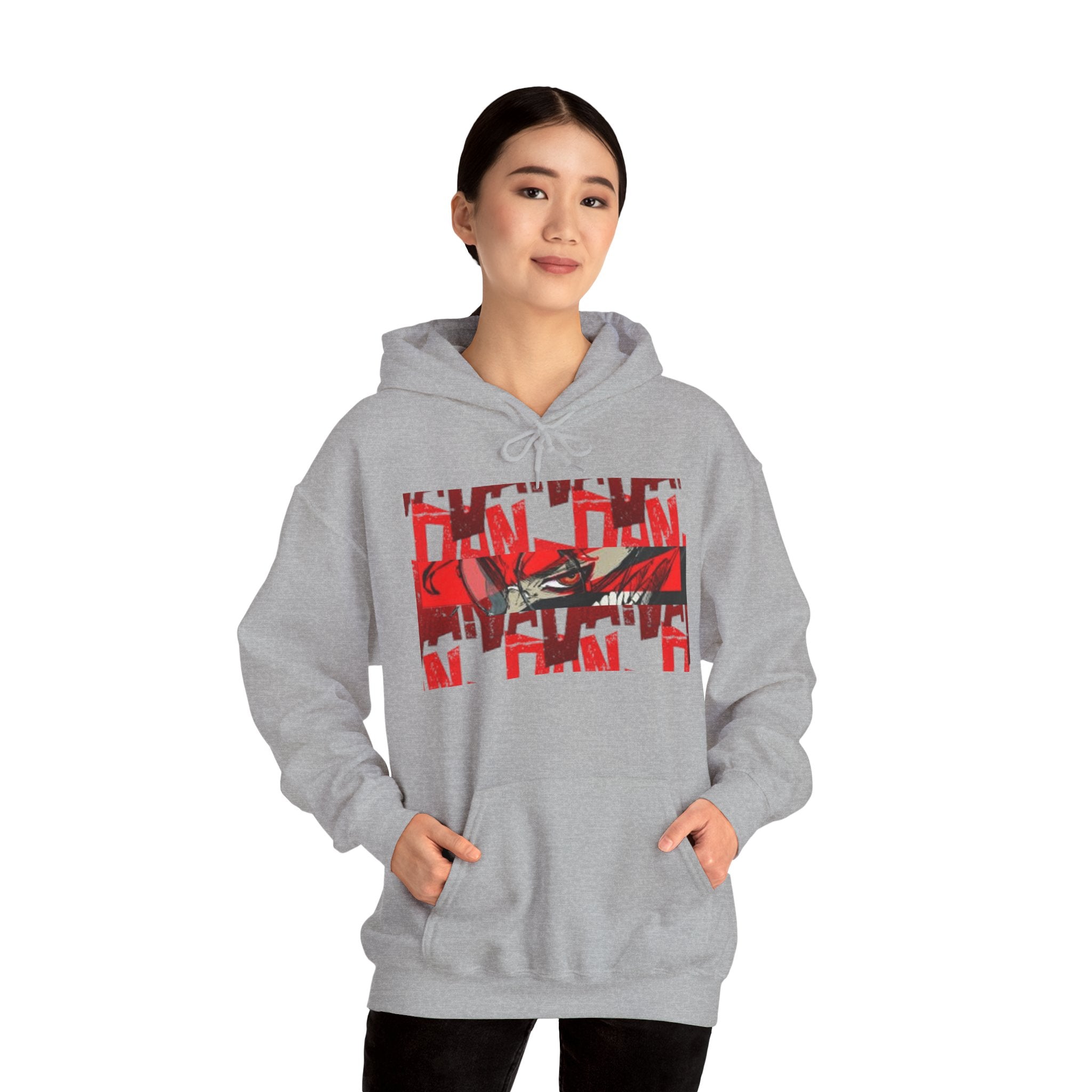 Hoodie — Red "Dandadan" Graphic Streetwear Pullover
