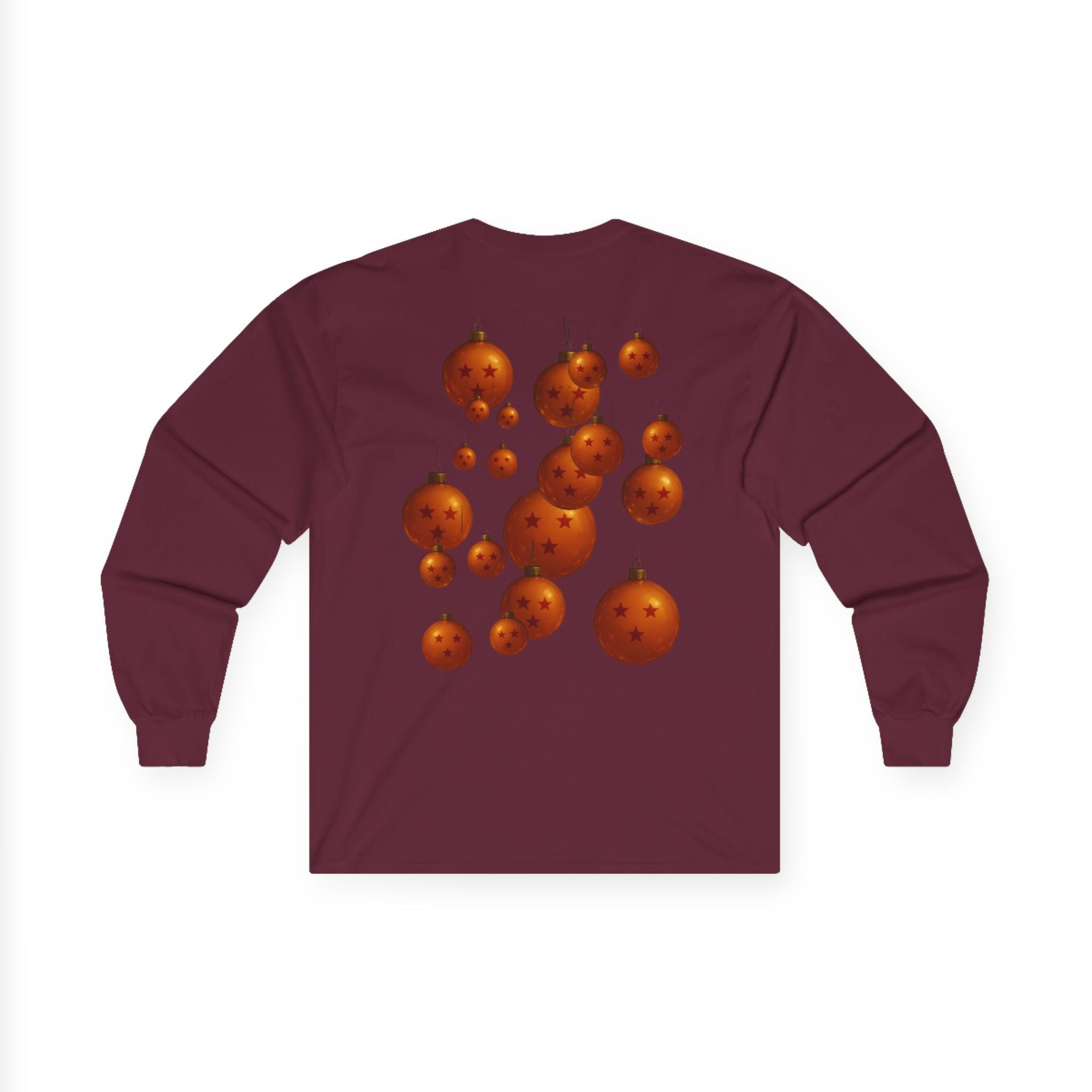 Long Sleeve Tee — Festive Dragon Ball Christmas Design ("State Your Wish, I Shall Grant It!")