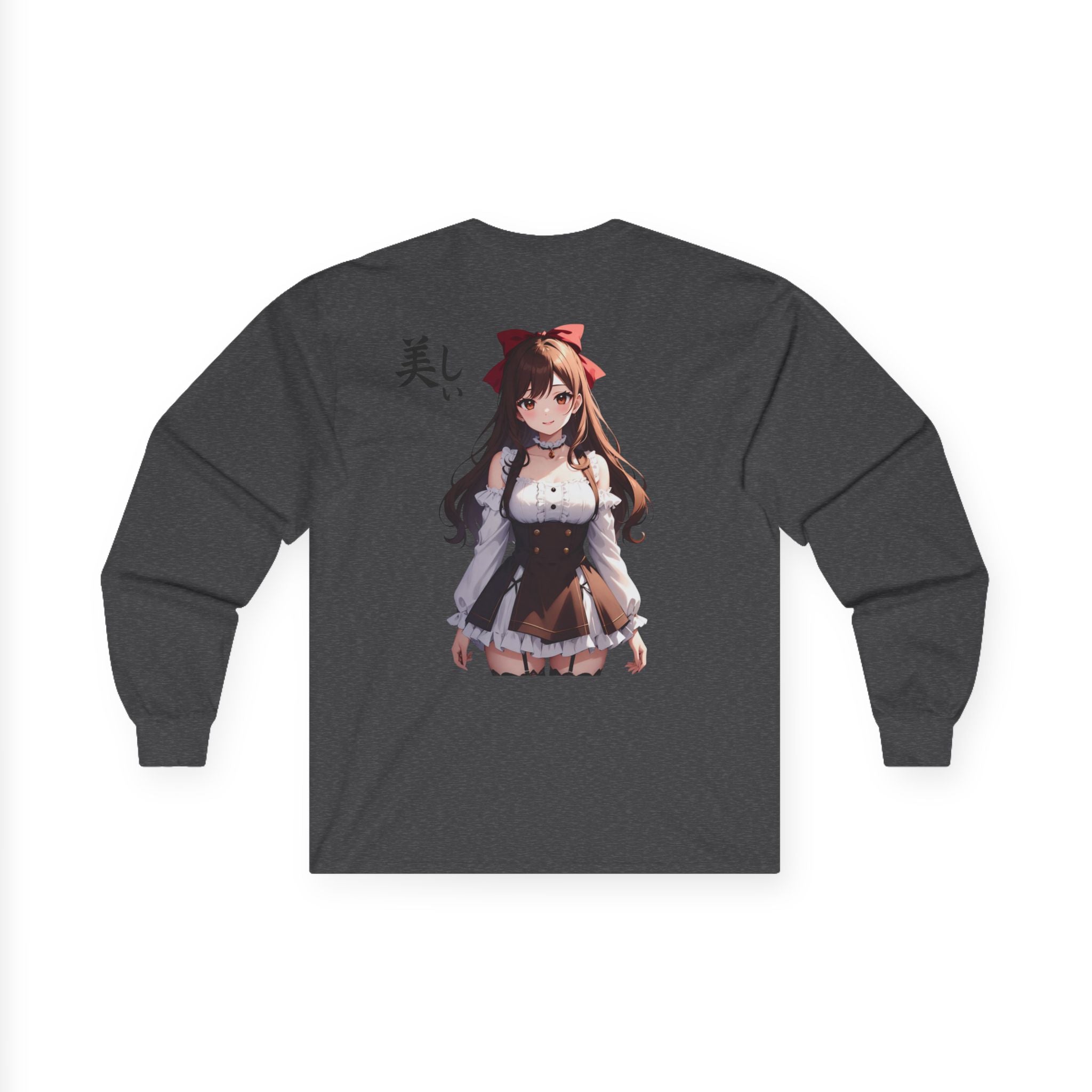 Anime "美しい" Long Sleeve Tee — Cute Kawaii Girl Graphic